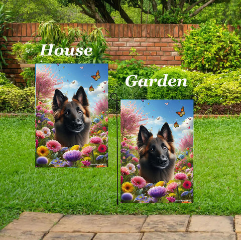 Belgian Laekenois - Best of Breed  Spring Butterflies Outdoor House and Garden Flag