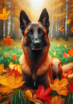 Belgian Malinois - Best of Breed DCR Falling Leaves Outdoor Flag