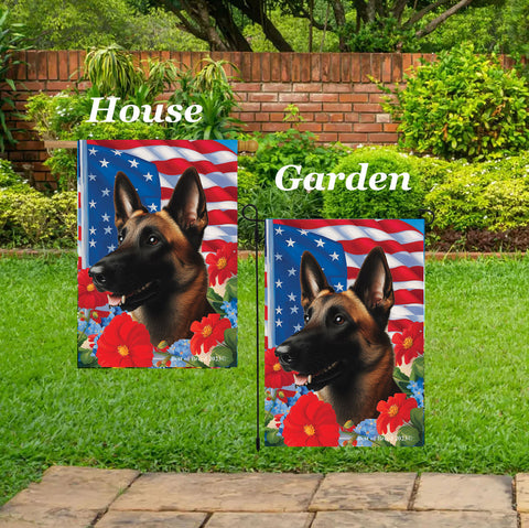 Belgian Malinois - Best of Breed  Patriotic I All-American Outdoor House and Garden Flag s