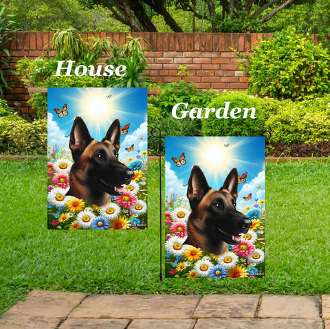 Belgian Malinois - Best of Breed  Summer Butterflies Outdoor House and Garden Flag s
