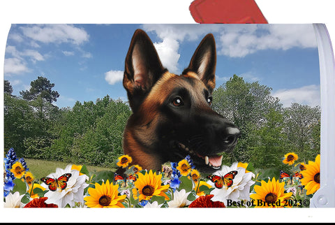 Belgian Malinois - Best of Breed Summer Flowers Mailbox Cover Hi-Grade Vinyl 6" x 19"s