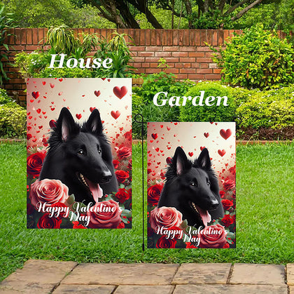 Belgian Sheepdog - Best of Breed  Valentine's Day Outdoor House and Garden Flag