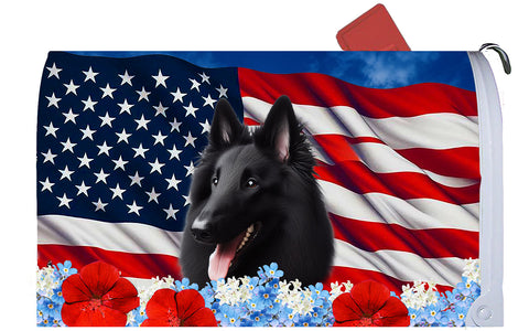 Belgian Sheepdog - Best of Breed Patriotic Mailbox Cover Hi-Grade Vinyl 6" x 19"