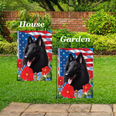 Belgian Sheepdog - Best of Breed  Patriotic I All-American Outdoor House and Garden Flag