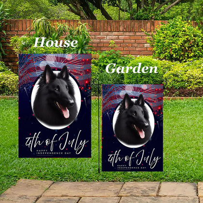 Belgian Sheepdog - Best of Breed  Independence Day July 4th Fourth of July   Outdoor House and Garden Flag