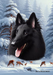 Belgian Sheepdog - Best of Breed  Winter Wonderland Outdoor House and Garden Flag