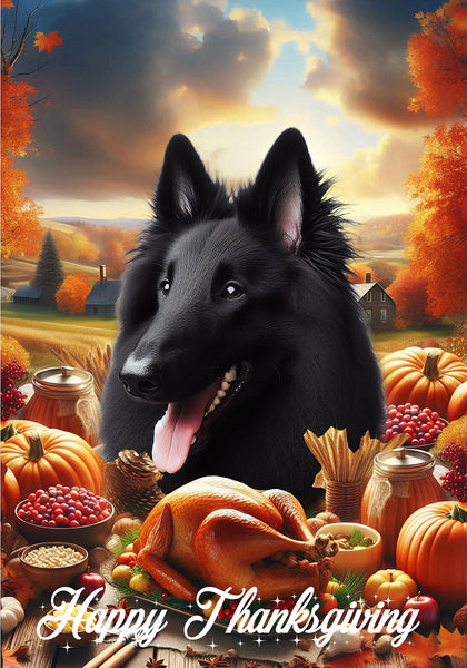 Belgian Sheepdog - Best of Breed  Thanksgiving Outdoor House and Garden Flag