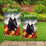 Belgian Sheepdog - Best of Breed  Fall Leaves Outdoor House and Garden Flag