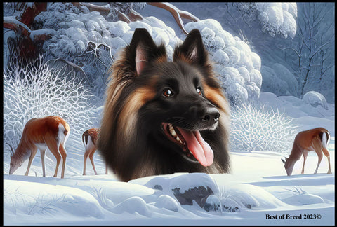 Belgian Tervuren - Best of Breed Winter Wonderland Floor Mat Tufted Loop 18" x 27"