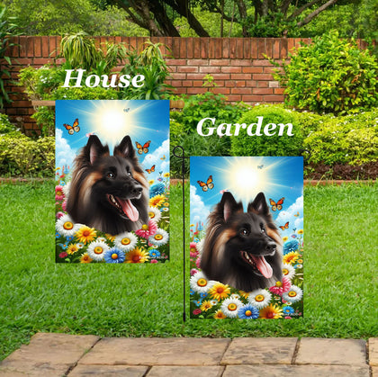 Belgian Tervuren - Best of Breed  Summer Butterflies Outdoor House and Garden Flag