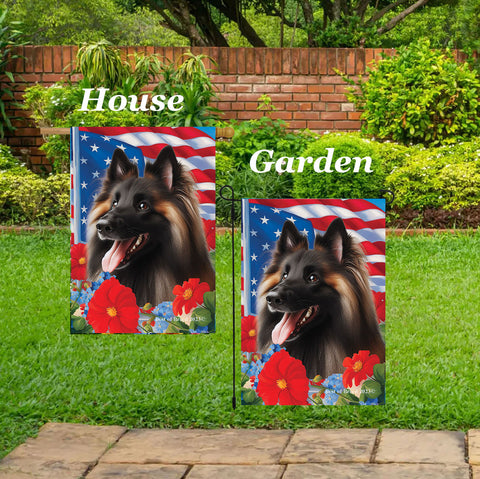 Belgian Tervuren - Best of Breed  Patriotic I All-American Outdoor House and Garden Flag