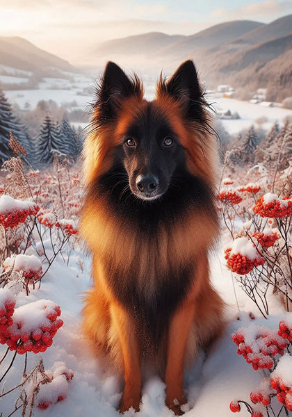 Belgian Tervuren - Best of Breed DCR Winter Berries Outdoor House and Garden Flag