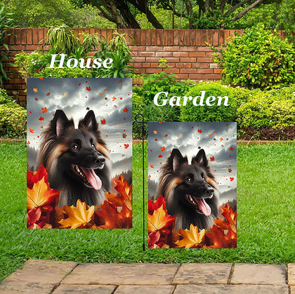 Belgian Tervuren - Best of Breed  Fall Leaves Outdoor House and Garden Flag