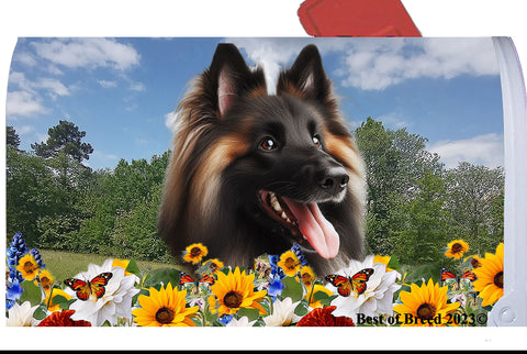 Belgian Tervuren - Best of Breed Summer Flowers Mailbox Cover Hi-Grade Vinyl 6" x 19"