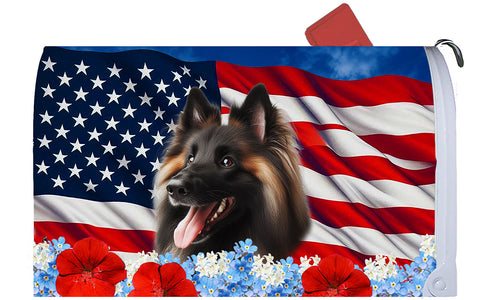 Belgian Tervuren - Best of Breed Patriotic Mailbox Cover Hi-Grade Vinyl 6" x 19"