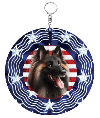 Belgian Tervuren - Best of Breed  Stars and Stripes Aluminum 10" Wind Spinner
