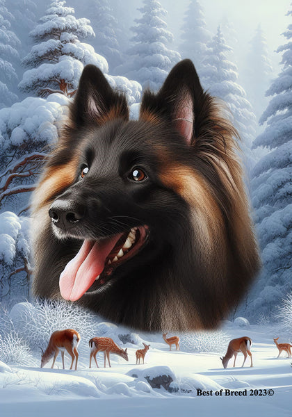 Belgian Tervuren - Best of Breed  Winter Wonderland Outdoor House and Garden Flag