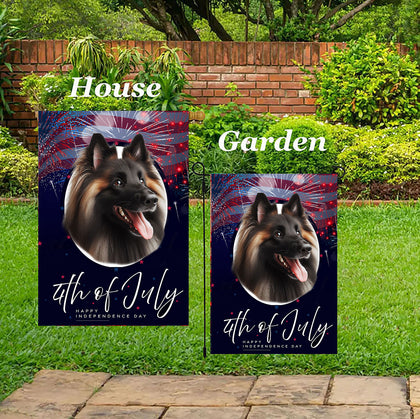 Belgian Tervuren - Best of Breed  Independence Day July 4th Fourth of July   Outdoor House and Garden Flag