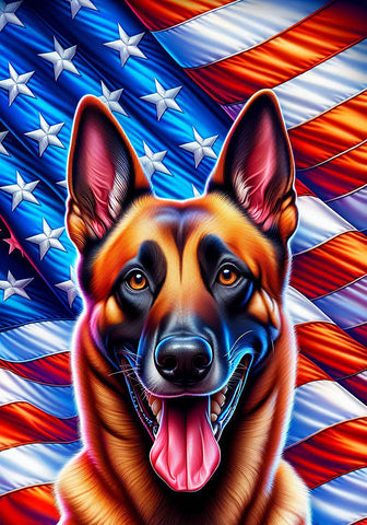 Belgian Malinois - Best of Breed DCR Patriotic III   Outdoor House and Garden Flag