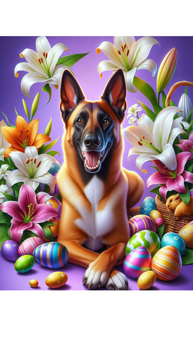 Belgian Malinois - Best of Breed DCR Easter Holiday    Outdoor House and Garden Flag