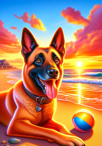 Belgian Malinois - Best of Breed DCR Summer Sunset Outdoor House and Garden Flag