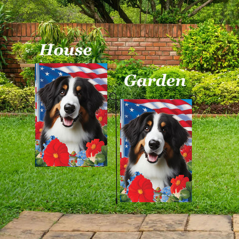 Bernadoodle - Best of Breed  Patriotic I All-American Outdoor House and Garden Flag