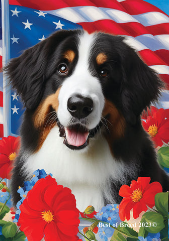 Bernadoodle - Best of Breed  Patriotic I All-American Outdoor House and Garden Flag