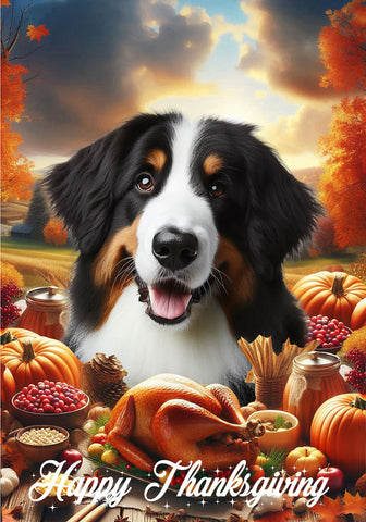 Bernadoodle - Best of Breed  Thanksgiving Outdoor House and Garden Flag