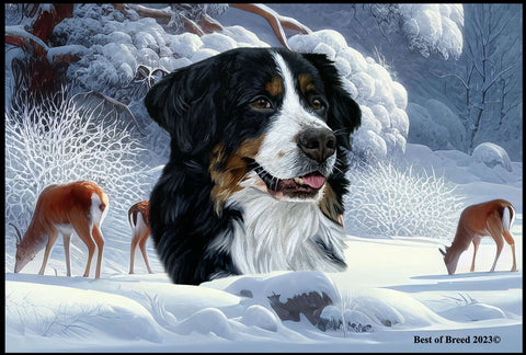 Bernese Mountain Dog - Best of Breed Winter Wonderland Floor Mat Tufted Loop 18" x 27"