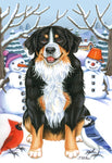 Bernese Mountain Dog -  Best of Breed Tomoyo Pitcher Winter Snowman Outdoor Flag