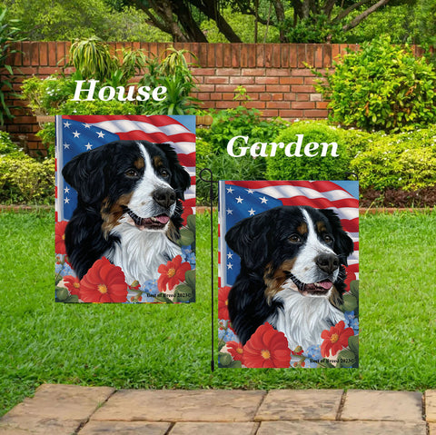 Bernese Mountain Dog - Best of Breed  Patriotic I All-American Outdoor House and Garden Flag