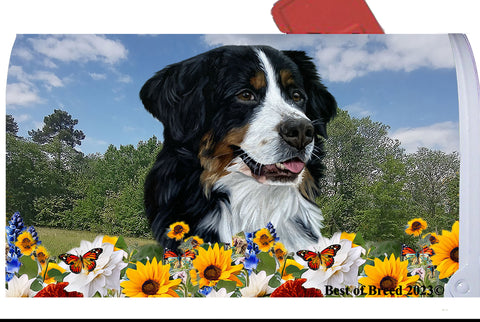 Bernese Mountain Dog - Best of Breed Summer Flowers Mailbox Cover Hi-Grade Vinyl 6" x 19"