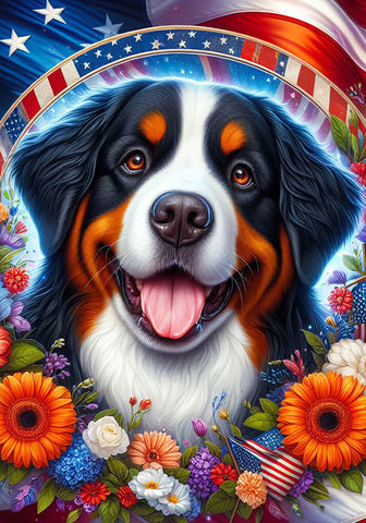 Bernese Mountain Dog - Best of Breed DCR Patriotic I Outdoor Flag