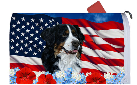 Bernese Mountain Dog - Best of Breed Patriotic Mailbox Cover Hi-Grade Vinyl 6" x 19"