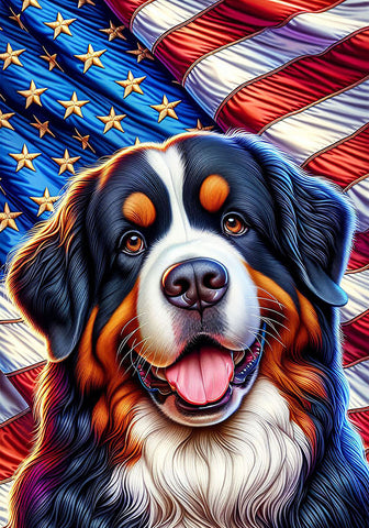 Bernese Mountain Dog - Best of Breed DCR Patriotic III   Outdoor House and Garden Flag
