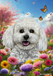 Bichon Frise Show Cut - Best of Breed  Spring Butterflies Outdoor House and Garden Flag