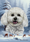 Bichon Frise Show Cut - Best of Breed  Winter Wonderland Outdoor House and Garden Flag