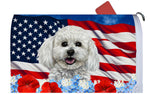 Bichon Frise Show Cut - Best of Breed Patriotic Mailbox Cover Hi-Grade Vinyl 6" x 19"