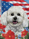 Bichon Frise Show Cut - Best of Breed  Patriotic I All-American Outdoor House and Garden Flag