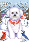 Bichon Frise - Best of Breed Tomoyo Pitcher Winter Snowman Outdoor Flag