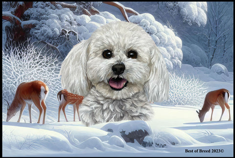 Bichon Frise Show Cut - Best of Breed Winter Wonderland Floor Mat Tufted Loop 18" x 27"