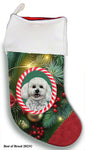 Bichon Frise - Best of Breed  Christmas Stocking 13.5"  Red Gaming Cloth with Red Lining ,Plush White Cuff