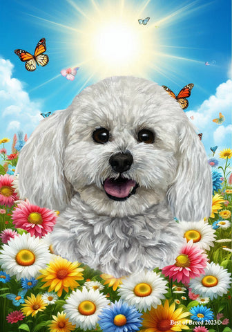 Bichon Frise Show Cut - Best of Breed  Summer Butterflies Outdoor House and Garden Flag
