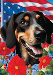 Black and Tan Coonhound - Best of Breed  Patriotic I All-American Outdoor House and Garden Flag