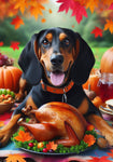 Black and Tan Coonhound -  Best of Breed DCR Thanksgiving Outdoor House and Garden Flag