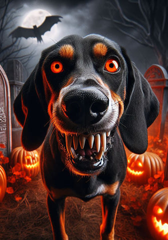 Black and Tan Coonhound -  Best of Breed DCR Halloween Outdoor House and Garden Flag