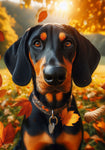 Black and Tan Coonhound -  Best of Breed DCR Falling Leaves Outdoor Flag