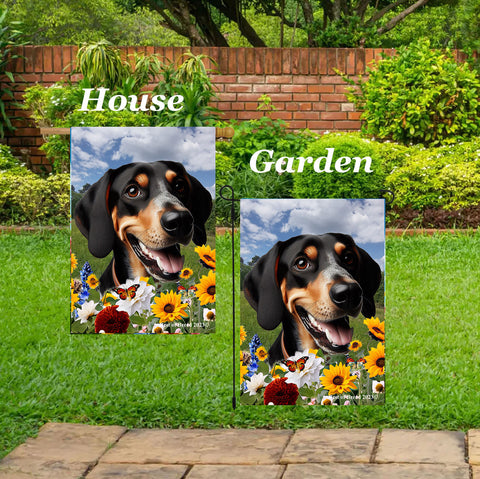Black and Tan Coonhound - Best of Breed  Summer Fields Outdoor House and Garden Flag