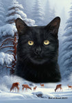 Shorthair Black Cat - Best of Breed  Winter Wonderland Outdoor House and Garden Flag