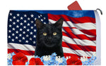 Shorthair Black Cat - Best of Breed Patriotic Mailbox Cover Hi-Grade Vinyl 6" x 19"